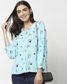 Shop Women's All Over Printed Ethnic Bishop Sleeves Top-Front