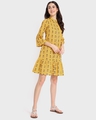 Shop Women's Mustard All Over Printed Kurti Dress-Full