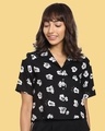 Shop Women's All Over Printed Resort Boxy Black Shirt-Front