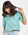 Shop Women's All Over Printed Resort Boxy Blue Shirt-Design