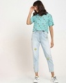 Shop Women's All Over Printed Resort Boxy Blue Shirt