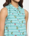 Shop Women's All Over Printed Sleeveless Casual Blue Shirt