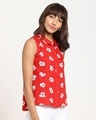 Shop Women's All Over Printed Sleeveless Casual Red Shirt-Design