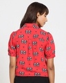 Shop Women's All Over Printed Tie Hem Half Sleeve Casual Red Shirt-Full