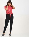 Shop Women's All Over Printed Tie Hem Half Sleeve Casual Red Shirt