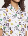 Shop Women's All Over Printed Tie Hem Half Sleeve Casual White Shirt