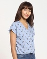 Shop Women's Blue V-Neck AOP Casual Shirt-Design