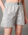 Shop Women's Grey All Over Printed Plus Size Boxer Shorts-Front