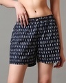 Shop Women's Blue All Over Printed Plus Size Boxer Shorts-Front