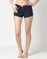 Shop Pack of 2 Women's Navy Blue & Green All Over Printed Boxer Shorts-Design