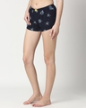 Shop Pack of 2 Women's Navy Blue & Green All Over Printed Boxer Shorts-Full