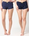 Shop Pack of 2 Women's Blue All Over Printed Boxer Shorts-Front