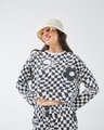 Shop Women's White & Black All Over Printed Oversized Crop Top-Front