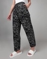 Shop Women's Black All Over Printed Pyjamas-Front