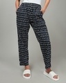 Shop Women's Blue All Over Printed Plus Size Pyjamas-Front