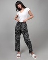 Shop Women's Black All Over Printed Plus Size Pyjamas-Full