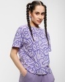 Shop Women's Purple All Over Printed Short Top-Front