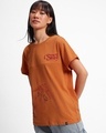 Shop Women's Apricot Orange Soaring Swag Graphic Printed Boyfriend T-shirt-Design