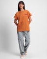 Shop Women's Apricot Orange Soaring Swag Graphic Printed Boyfriend T-shirt-Full