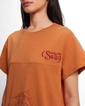 Shop Women's Apricot Orange Soaring Swag Graphic Printed Boyfriend T-shirt