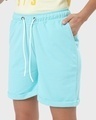 Shop Women's Aqua Sky Roll-Up Hem Shorts-Front