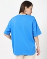 Shop Women's Azure Blue Wild Flower Graphic Printed Oversized T-shirt-Full