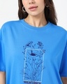 Shop Women's Azure Blue Wild Flower Graphic Printed Oversized T-shirt