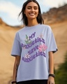 Shop Women's Baby Lavender My Anxieties have Anxieties Graphic Printed Oversized T-shirt-Front