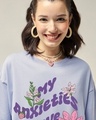 Shop Women's Baby Lavender My Anxieties have Anxieties Graphic Printed Oversized T-shirt