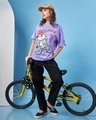 Shop Women's Baby Lavender Snoopy Cruisin Graphic Printed Oversized T-shirt
