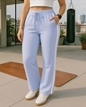 Shop Women's Baby Lavender Straight Fit Plus Size Flared Track Pants-Front