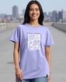 Shop Women's Baby Lavender Work Of Art Graphic Printed Boyfriend T-shirt-Front