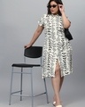 Shop Women's Beige All Over Printed Plus Size Dress-Front