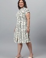 Shop Women's Beige All Over Printed Plus Size Dress-Design