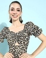 Shop Women's Beige Animal Printed Dress-Full