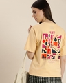 Shop Women's Beige Art Typography Oversized T-shirt-Design