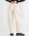 Shop Women's Beige Baggy Tapered Fit Jeans-Full