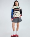 Shop Women's Beige & Red  Graphic Printed Oversized Hoodies