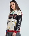 Shop Women's Beige & Red  Graphic Printed Oversized Hoodies-Full
