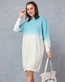 Shop Women's Beige & Blue Ombre Oversized Sweatshirt Dress-Front