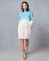 Shop Women's Beige & Blue Ombre Oversized Sweatshirt Dress-Full