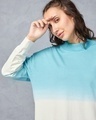 Shop Women's Beige & Blue Ombre Oversized Sweatshirt Dress