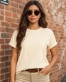 Shop Women's Beige Boyfriend T-shirt-Front