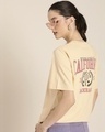 Shop Women's Beige California Typography Back Printed Oversized T-shirt-Front