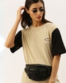 Shop Women's Beige Colourblocked T-shirt-Front