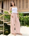 Shop Women's Beige Flared Cotton Linen Pants