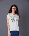 Shop Women's Beige Cotton Scalloped Lace T-shirt-Front