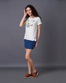Shop Women's Beige Cotton Scalloped Lace T-shirt