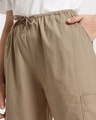 Shop Women's Beige Cotton Straight Casual Pants