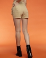 Shop Women's Beige Denim Cargo Shorts-Full